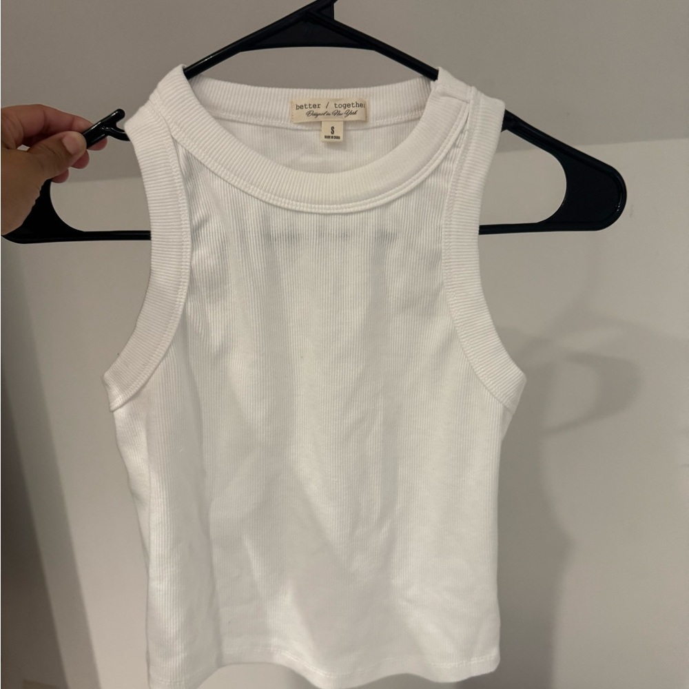 White Ribbed Tank Top